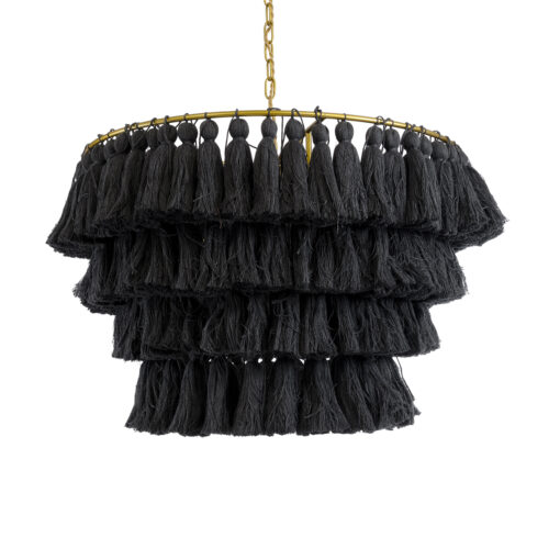 GloboStar® GLOBOSTAR® MISSOULA 02091 Boho Κρεμαστό Φωτιστικό Οροφής με Ντουί 1 x E27 AC 220-240V IP20 - Μαύρο & Χρυσό - Μ60 x Π60 x Υ40cm
