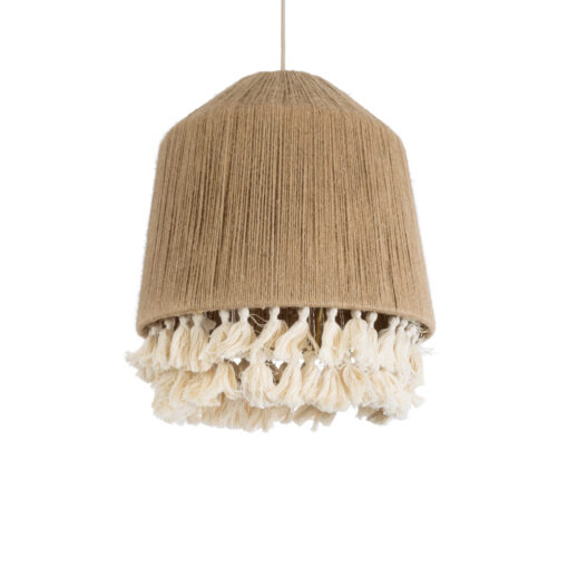GloboStar® GLOBOSTAR® PUERTORICO 02092 Boho Κρεμαστό Φωτιστικό Οροφής με Ντουί 1 x E27 AC 220-240V IP20 - Μπεζ & Λευκό - Μ40 x Π40 x Υ45cm