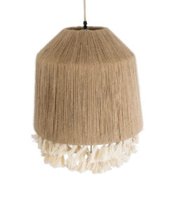 GLOBOSTAR® PUERTORICO 02092 Boho Κρεμαστό Φωτιστικό Οροφής με Ντουί 1 x E27 AC 220-240V IP20 - Μπεζ & Λευκό - Μ40 x Π40 x Υ45cm 14 02092 7