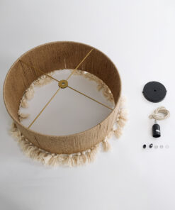 GLOBOSTAR® PUERTORICO 02094 Boho Κρεμαστό Φωτιστικό Οροφής με Ντουί 1 x E27 AC 220-240V IP20 - Μπεζ & Λευκό - Μ50 x Π50 x Υ27cm 17 02094 09