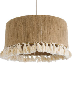 GloboStar® GLOBOSTAR® PUERTORICO 02094 Boho Κρεμαστό Φωτιστικό Οροφής με Ντουί 1 x E27 AC 220-240V IP20 - Μπεζ & Λευκό - Μ50 x Π50 x Υ27cm