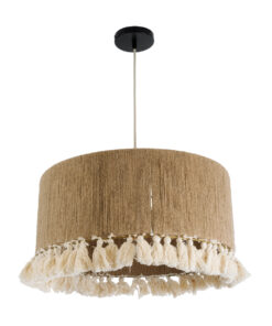 GLOBOSTAR® PUERTORICO 02094 Boho Κρεμαστό Φωτιστικό Οροφής με Ντουί 1 x E27 AC 220-240V IP20 - Μπεζ & Λευκό - Μ50 x Π50 x Υ27cm 12 02094 4