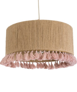 GloboStar® GLOBOSTAR® PUERTORICO 02096 Boho Κρεμαστό Φωτιστικό Οροφής με Ντουί 1 x E27 AC 220-240V IP20 - Μπεζ & Ροζ - Μ50 x Π50 x Υ27cm
