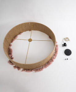 GLOBOSTAR® PUERTORICO 02097 Boho Κρεμαστό Φωτιστικό Οροφής με Ντουί 3 x E27 AC 220-240V IP20 - Μπεζ & Ροζ - Μ80 x Π80 x Υ27cm 19 02097 10