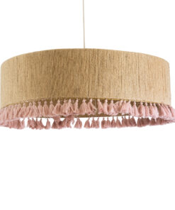 GloboStar® GLOBOSTAR® PUERTORICO 02097 Boho Κρεμαστό Φωτιστικό Οροφής με Ντουί 3 x E27 AC 220-240V IP20 - Μπεζ & Ροζ - Μ80 x Π80 x Υ27cm