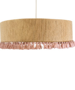 GLOBOSTAR® PUERTORICO 02097 Boho Κρεμαστό Φωτιστικό Οροφής με Ντουί 3 x E27 AC 220-240V IP20 - Μπεζ & Ροζ - Μ80 x Π80 x Υ27cm 14 02097 5