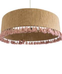 GLOBOSTAR® PUERTORICO 02097 Boho Κρεμαστό Φωτιστικό Οροφής με Ντουί 3 x E27 AC 220-240V IP20 - Μπεζ & Ροζ - Μ80 x Π80 x Υ27cm 15 02097 6