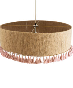 GLOBOSTAR® PUERTORICO 02097 Boho Κρεμαστό Φωτιστικό Οροφής με Ντουί 3 x E27 AC 220-240V IP20 - Μπεζ & Ροζ - Μ80 x Π80 x Υ27cm 16 02097 7