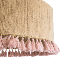 GLOBOSTAR® PUERTORICO 02097 Boho Κρεμαστό Φωτιστικό Οροφής με Ντουί 3 x E27 AC 220-240V IP20 - Μπεζ & Ροζ - Μ80 x Π80 x Υ27cm 17 02097 8