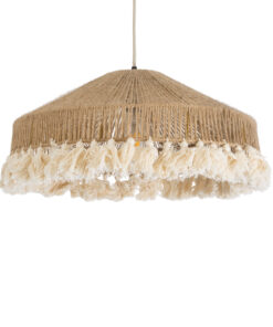 GloboStar® GLOBOSTAR® PUERTORICO 02098 Boho Κρεμαστό Φωτιστικό Οροφής με Ντουί 1 x E27 AC 220-240V IP20 - Μπεζ & Λευκό - Μ50 x Π50 x Υ25cm