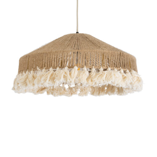GloboStar® GLOBOSTAR® PUERTORICO 02098 Boho Κρεμαστό Φωτιστικό Οροφής με Ντουί 1 x E27 AC 220-240V IP20 - Μπεζ & Λευκό - Μ50 x Π50 x Υ25cm
