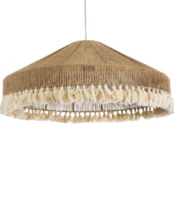 GloboStar® GLOBOSTAR® PUERTORICO 02099 Boho Κρεμαστό Φωτιστικό Οροφής με Ντουί 3 x E27 AC 220-240V IP20 - Μπεζ & Λευκό - Μ80 x Π80 x Υ35cm