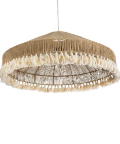 GLOBOSTAR® PUERTORICO 02099 Boho Κρεμαστό Φωτιστικό Οροφής με Ντουί 3 x E27 AC 220-240V IP20 - Μπεζ & Λευκό - Μ80 x Π80 x Υ35cm 16 02099 6