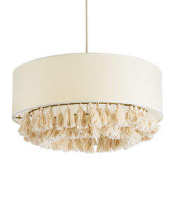 GloboStar® GLOBOSTAR® GINGER 02100 Boho Κρεμαστό Φωτιστικό Οροφής με Ντουί 1 x E27 AC 220-240V IP20 - Μπεζ & Λευκό - Μ50 x Π50 x Υ25cm