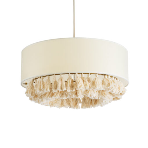 GloboStar® GLOBOSTAR® GINGER 02100 Boho Κρεμαστό Φωτιστικό Οροφής με Ντουί 1 x E27 AC 220-240V IP20 - Μπεζ & Λευκό - Μ50 x Π50 x Υ25cm