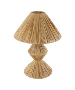 GloboStar® GloboStar® LUANA 02107 Boho Επιτραπέζιο Φωτιστικό Πορτατίφ Μονόφωτο 1 x E27 IP20 Μπεζ Raffia - Μ40 x Π40 x Υ50cm