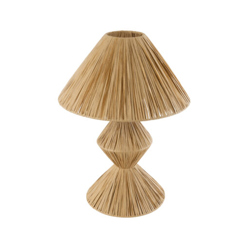 GloboStar® GloboStar® LUANA 02107 Boho Επιτραπέζιο Φωτιστικό Πορτατίφ Μονόφωτο 1 x E27 IP20 Μπεζ Raffia - Μ40 x Π40 x Υ50cm