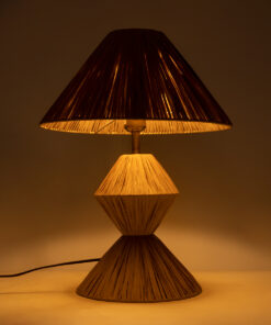 GloboStar® LUANA 02107 Boho Επιτραπέζιο Φωτιστικό Πορτατίφ Μονόφωτο 1 x E27 IP20 Μπεζ Raffia - Μ40 x Π40 x Υ50cm 15 02107 9