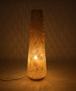 Alternative view of GloboStar® MAMIZU 02109 Boho Επιδαπέδιο Φωτιστικό Μονόφωτο 1 x E27 IP20 Μπεζ Ξύλο - Μ28 x Π28 x Υ93cm