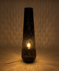 Alternative view of GloboStar® MAMIZU 02110 Boho Επιδαπέδιο Φωτιστικό Μονόφωτο 1 x E27 IP20 Μαύρο Ξύλο - Μ28 x Π28 x Υ93cm