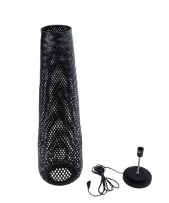 GloboStar® MAMIZU 02110 Boho Επιδαπέδιο Φωτιστικό Μονόφωτο 1 x E27 IP20 Μαύρο Ξύλο - Μ28 x Π28 x Υ93cm 17 02110 9