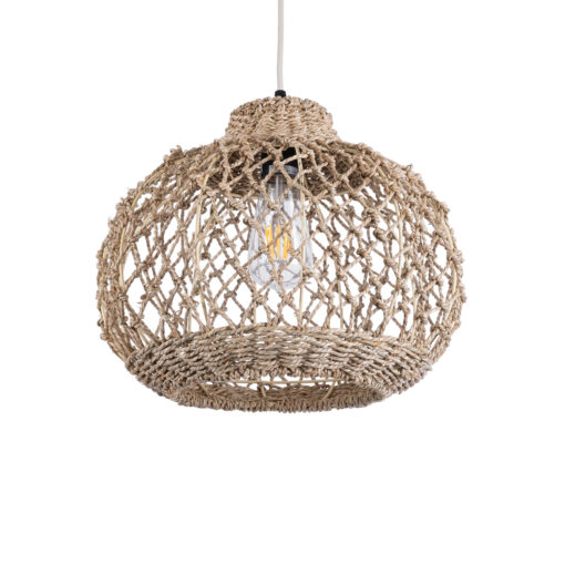 GloboStar® GLOBOSTAR® ECUADOR 02115 Boho Κρεμαστό Φωτιστικό Οροφής με Ντουί 1 x E27 AC 220-240V IP20 - Μπεζ - Μ35 x Π35 x Υ28cm
