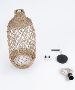 GLOBOSTAR® ECUADOR 02116 Boho Κρεμαστό Φωτιστικό Οροφής με Ντουί 1 x E27 AC 220-240V IP20 - Μπεζ - Μ23 x Π23 x Υ50cm 19 02116 10