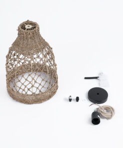 GLOBOSTAR® ECUADOR 02118 Boho Κρεμαστό Φωτιστικό Οροφής με Ντουί 1 x E27 AC 220-240V IP20 - Μπεζ - Μ25 x Π25 x Υ35cm 19 02118 10