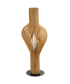 GloboStar® GloboStar® MIHIRO 02150 Boho Επιδαπέδιο Φωτιστικό Μονόφωτο 1 x E27 IP20 Καφέ Ξύλο με Μαύρο Μέταλλο - Μ48 x Π48 x Υ120cm