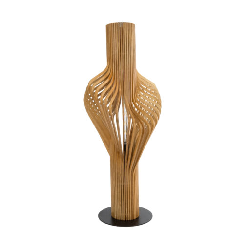 GloboStar® GloboStar® MIHIRO 02150 Boho Επιδαπέδιο Φωτιστικό Μονόφωτο 1 x E27 IP20 Καφέ Ξύλο με Μαύρο Μέταλλο - Μ48 x Π48 x Υ120cm