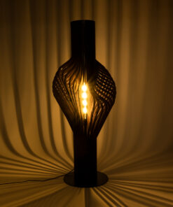 GloboStar® MIHIRO 02151 Boho Επιδαπέδιο Φωτιστικό Μονόφωτο 1 x E27 IP20 Καφέ Ξύλο με Μαύρο Μέταλλο - Μ48 x Π48 x Υ120cm 9 02151 3