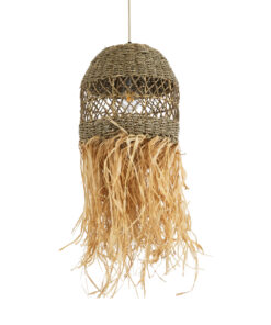 GloboStar® GLOBOSTAR® SAINTLUCIA 02160 Boho Κρεμαστό Φωτιστικό Οροφής με Ντουί 1 x E27 AC 220-240V IP20 - Μπεζ & Καφέ - Μ30 x Π30 x Υ90cm