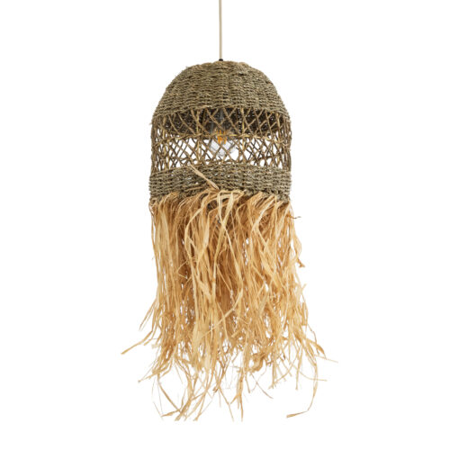 GloboStar® GLOBOSTAR® SAINTLUCIA 02160 Boho Κρεμαστό Φωτιστικό Οροφής με Ντουί 1 x E27 AC 220-240V IP20 - Μπεζ & Καφέ - Μ30 x Π30 x Υ90cm