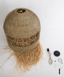 GLOBOSTAR® SAINTLUCIA 02161 Boho Κρεμαστό Φωτιστικό Οροφής με Ντουί 1 x E27 AC 220-240V IP20 - Μπεζ - Μ66 x Π66 x Υ120cm 22 02161 11