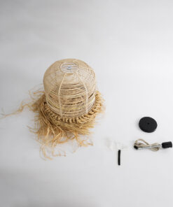 GLOBOSTAR® BASSETERRE 02162 Boho Κρεμαστό Φωτιστικό Οροφής με Ντουί 1 x E27 AC 220-240V IP20 - Μπεζ - Μ35 x Π35 x Υ60cm 19 02162 10