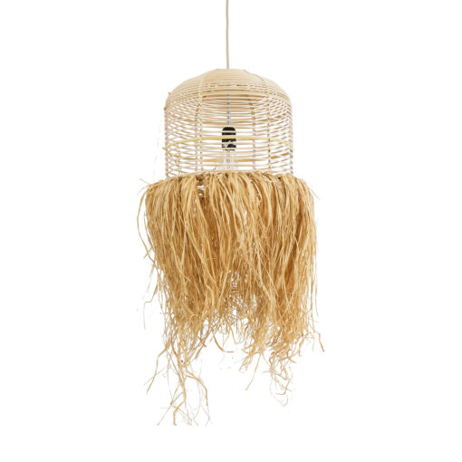 GloboStar® GLOBOSTAR® BASSETERRE 02162 Boho Κρεμαστό Φωτιστικό Οροφής με Ντουί 1 x E27 AC 220-240V IP20 - Μπεζ - Μ35 x Π35 x Υ60cm