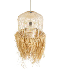 GLOBOSTAR® BASSETERRE 02162 Boho Κρεμαστό Φωτιστικό Οροφής με Ντουί 1 x E27 AC 220-240V IP20 - Μπεζ - Μ35 x Π35 x Υ60cm 16 02162 7