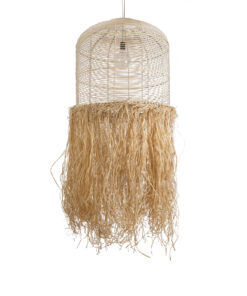 GloboStar® GLOBOSTAR® BASSETERRE 02163 Boho Κρεμαστό Φωτιστικό Οροφής με Ντουί 1 x E27 AC 220-240V IP20 - Μπεζ & Καφέ - Μ70 x Π70 x Υ170cm