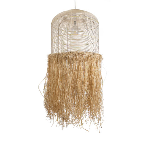 GloboStar® GLOBOSTAR® BASSETERRE 02163 Boho Κρεμαστό Φωτιστικό Οροφής με Ντουί 1 x E27 AC 220-240V IP20 - Μπεζ & Καφέ - Μ70 x Π70 x Υ170cm