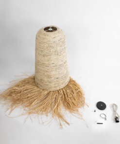 GLOBOSTAR® LETA 02171 Boho Κρεμαστό Φωτιστικό Οροφής με Ντουί 1 x E27 AC 220-240V IP20 - Μπεζ - Μ50 x Π50 x Υ150cm 19 02171 10