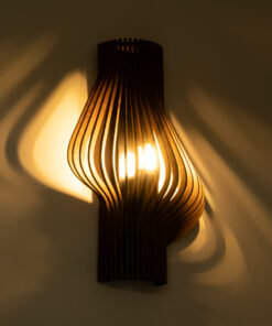 Alternative view of GloboStar® MIHIRO 02175 Boho Επιτοίχιο Φωτιστικό Απλίκα Μονόφωτο 1 x E27 IP20 Καφέ Ξύλο - Μ25 x Π13 x Υ40cm