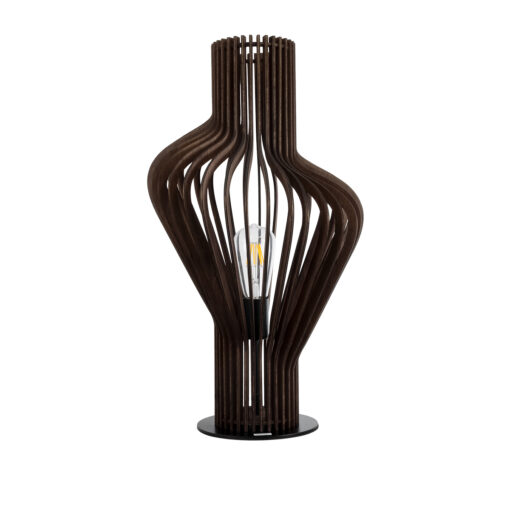 GloboStar® GloboStar® MIHIRO 02177 Boho Επιτραπέζιο Φωτιστικό Πορτατίφ Μονόφωτο 1 x E27 IP20 Καφέ Ξύλο με Μαύρο Μέταλλο - Μ33 x Π33 x Υ57cm