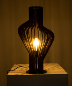 Alternative view of GloboStar® MIHIRO 02177 Boho Επιτραπέζιο Φωτιστικό Πορτατίφ Μονόφωτο 1 x E27 IP20 Καφέ Ξύλο με Μαύρο Μέταλλο - Μ33 x Π33 x Υ57cm