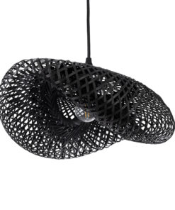 GloboStar® GLOBOSTAR® MEXICO 02200 Boho Κρεμαστό Φωτιστικό Οροφής με Ντουί 1 x E27 AC 220-240V IP20 - Μαύρο - Μ40 x Π30 x Υ13cm