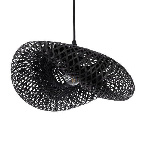 GloboStar® GLOBOSTAR® MEXICO 02200 Boho Κρεμαστό Φωτιστικό Οροφής με Ντουί 1 x E27 AC 220-240V IP20 - Μαύρο - Μ40 x Π30 x Υ13cm