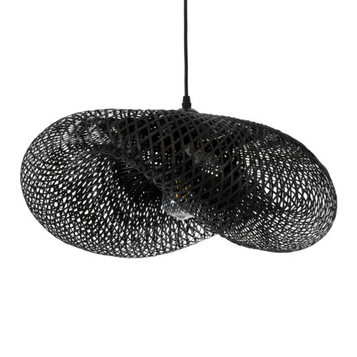 GloboStar® GLOBOSTAR® MEXICO 02201 Boho Κρεμαστό Φωτιστικό Οροφής με Ντουί 1 x E27 AC 220-240V IP20 - Μαύρο - Μ65 x Π45 x Υ18cm