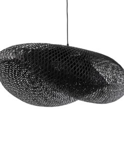 GloboStar® GLOBOSTAR® MEXICO 02203 Boho Κρεμαστό Φωτιστικό Οροφής με Ντουί 1 x E27 AC 220-240V IP20 - Μαύρο - Μ100 x Π62 x Υ33cm