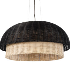 GloboStar® GLOBOSTAR® CORSICA 02216 Boho Κρεμαστό Φωτιστικό Οροφής με Ντουί 1 x E27 AC 220-240V IP20 - Μαύρο & Μπεζ - Μ70 x Π70 x Υ35cm