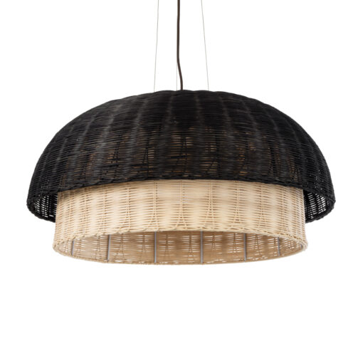 GloboStar® GLOBOSTAR® CORSICA 02216 Boho Κρεμαστό Φωτιστικό Οροφής με Ντουί 1 x E27 AC 220-240V IP20 - Μαύρο & Μπεζ - Μ70 x Π70 x Υ35cm