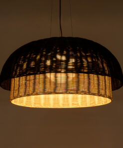 GLOBOSTAR® CORSICA 02216 Boho Κρεμαστό Φωτιστικό Οροφής με Ντουί 1 x E27 AC 220-240V IP20 - Μαύρο & Μπεζ - Μ70 x Π70 x Υ35cm 14 02216 3